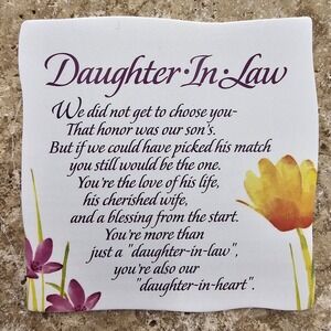 Daughter In Law Bride Wedding Anniversary Gift Stone Plaque Easel Free Standing